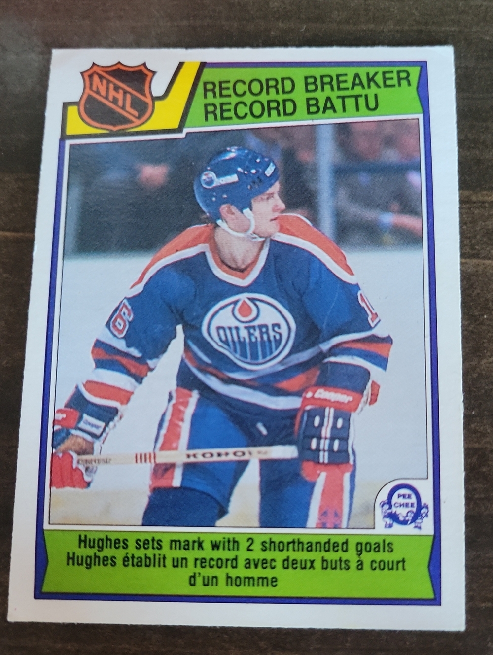 1983/84 OPC NHL Record Breaker Hockey Card - Edmonton Oilers (Blue/Orange)